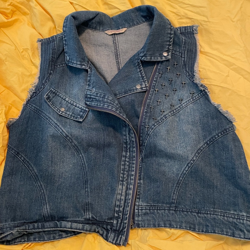 Denim vest with cross studs size 2x